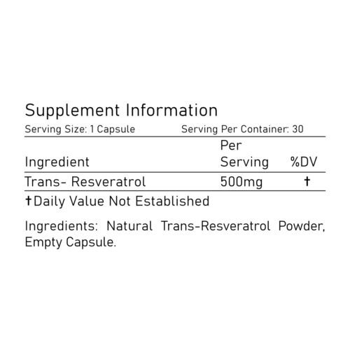 100% Pure Resveratrol Dietary Supplement Capsules - Image 3